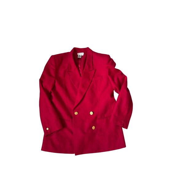 Vintage Talbots Red Wool Blazer Gold Buttons Size 10